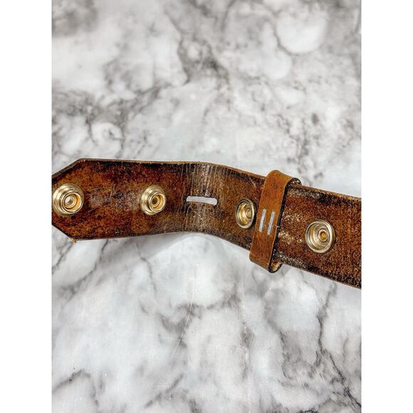 Lonesome Charlies Brown Basketweave Stamped Leather Belt Strap Mens 42 - Picture 3 of 11